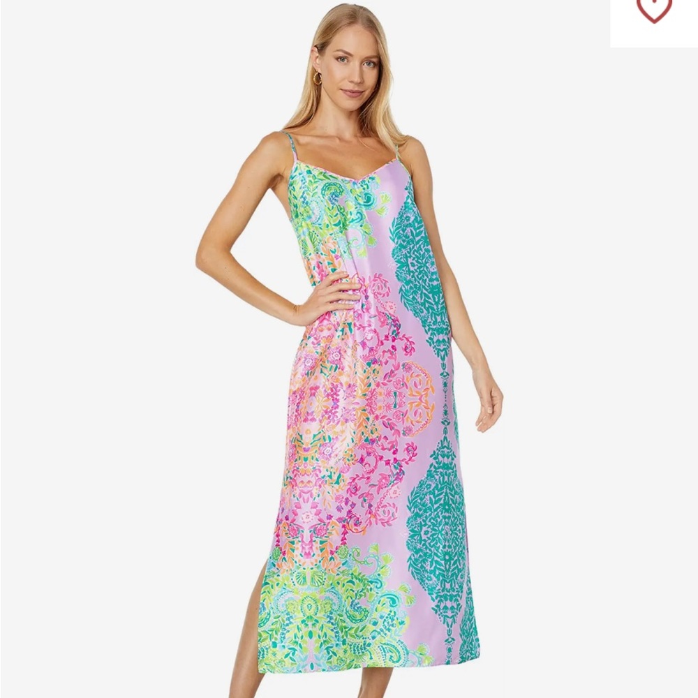 Lilly Pulitzer Pink Multi Paisley Print Midi Slip Dress
